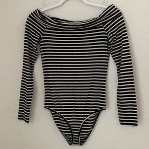 One Clothing Off The Shoulder Striped Bodysuit Size S
